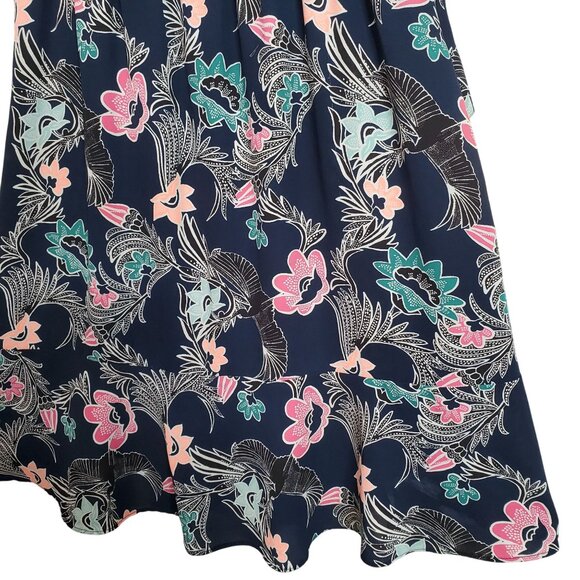 Banana Republic Size 12 Dress Ruffle Hem Floral Kimono Sleeve Country Cottage - Picture 7 of 9